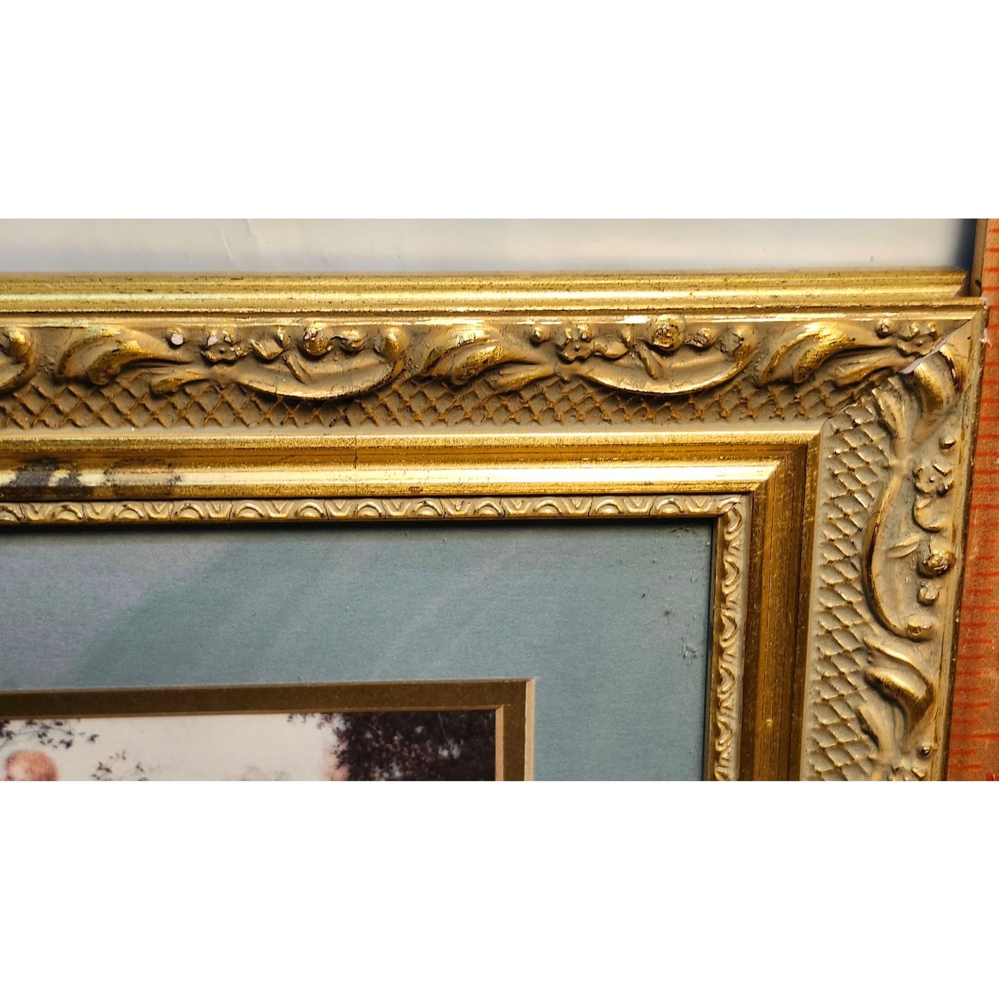 VTG Gallery Graphics The Offering Cherub Franz Lefler Framed Print Ornate Gold