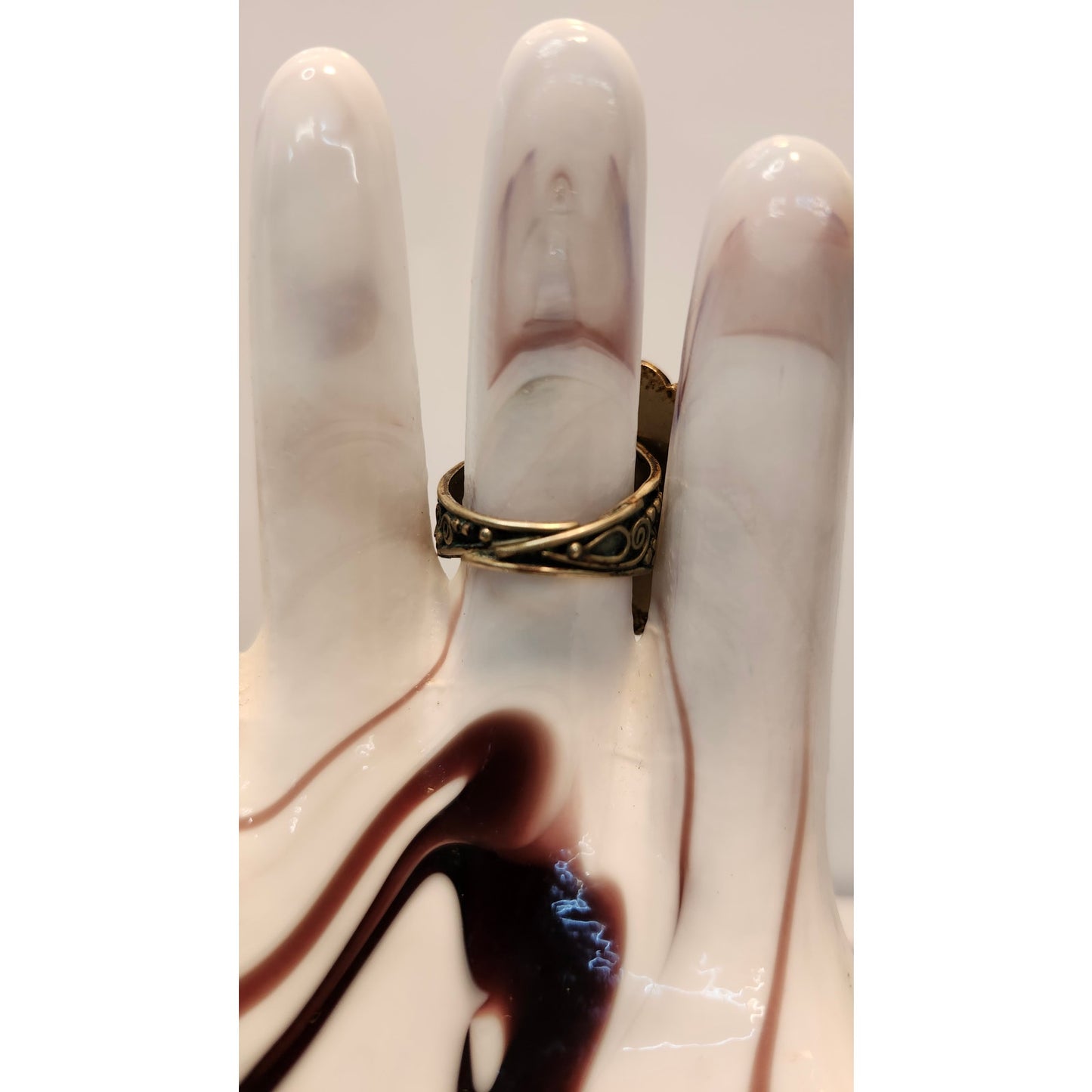 Antique Filigree Cocktail Ring Purple Oval Stone Statement Gold Tone Size 9