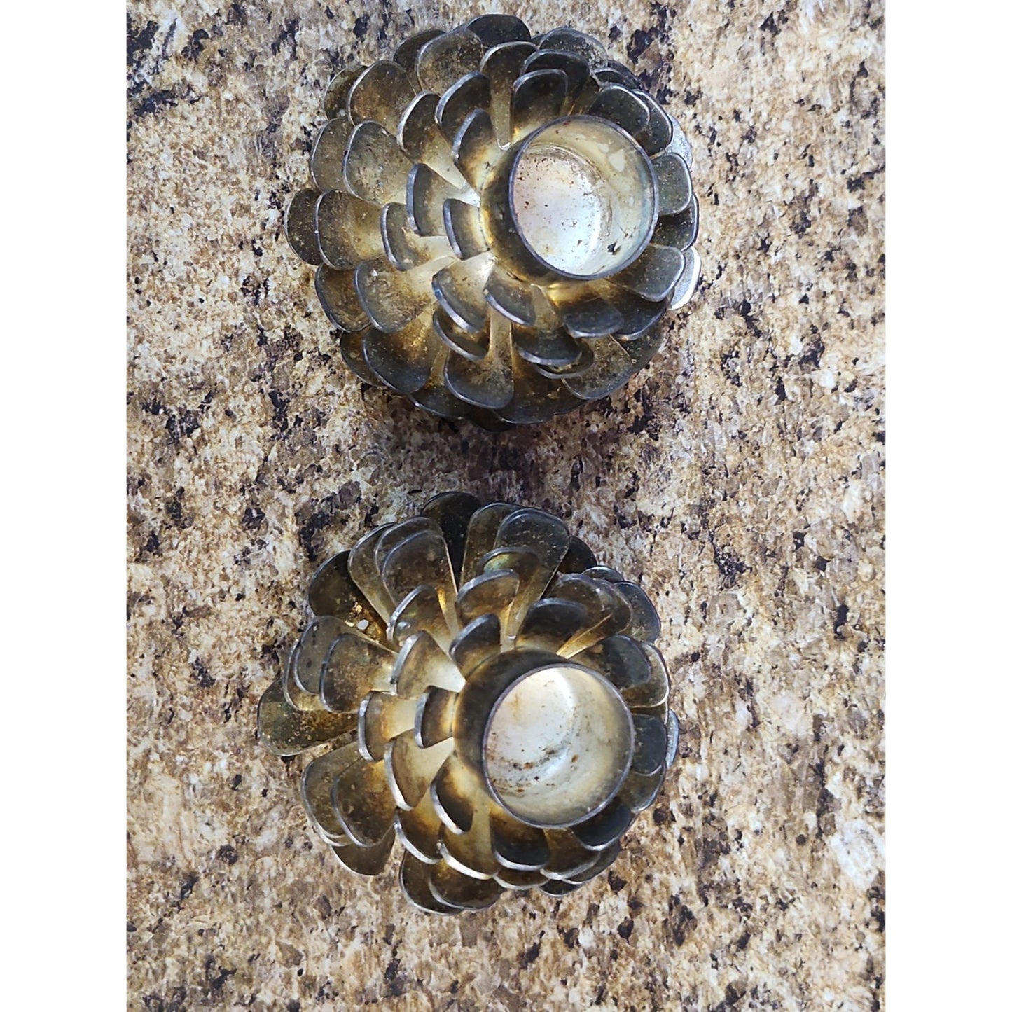 Silver Tone Pine Cone Taper Candle Holder Set Christmas And Cabin Decor