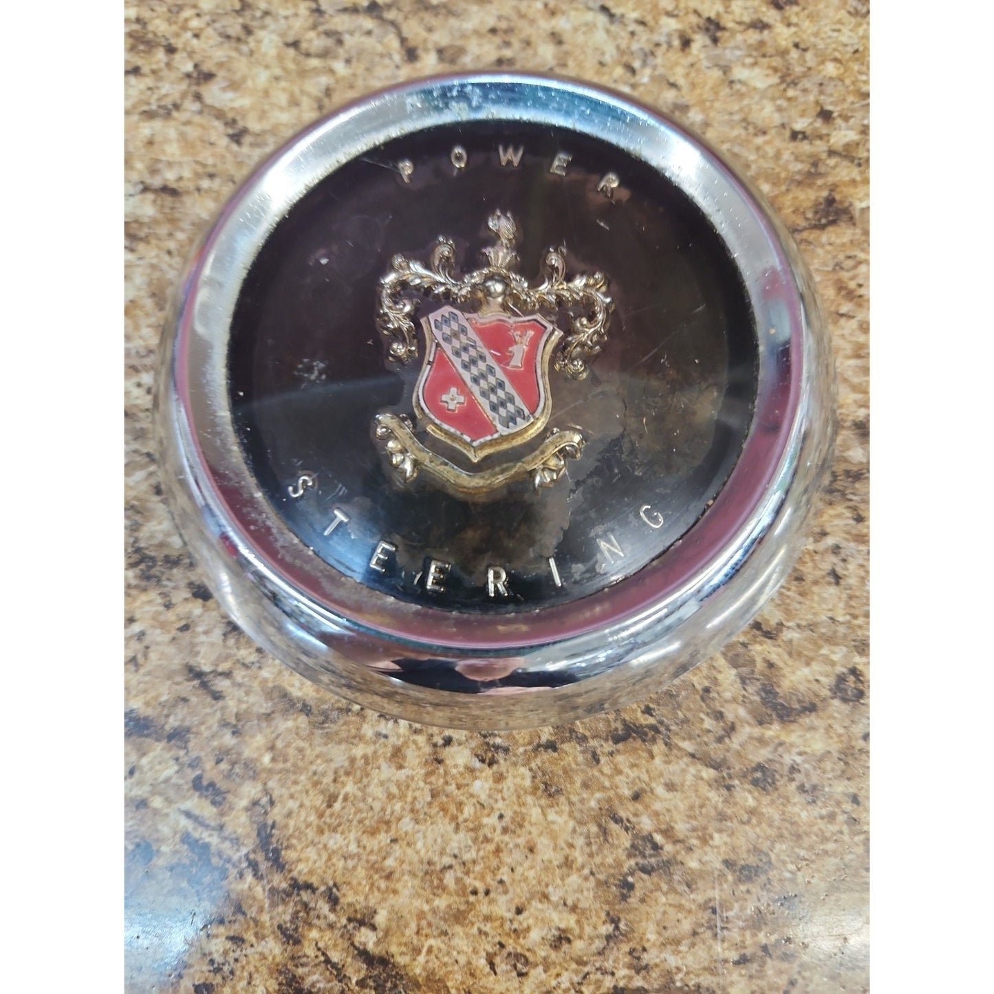 Buick Horn Button Center Cap Emblem & Chrome Bezel Power Steering