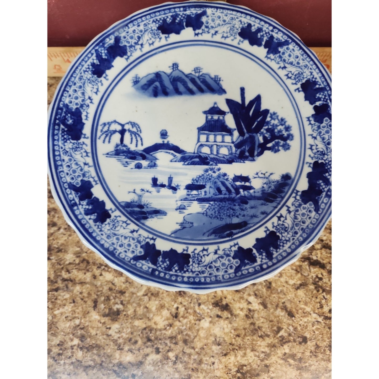 Antique Chinese Tazza Blue and White Porcelain High-foot pedestal plate