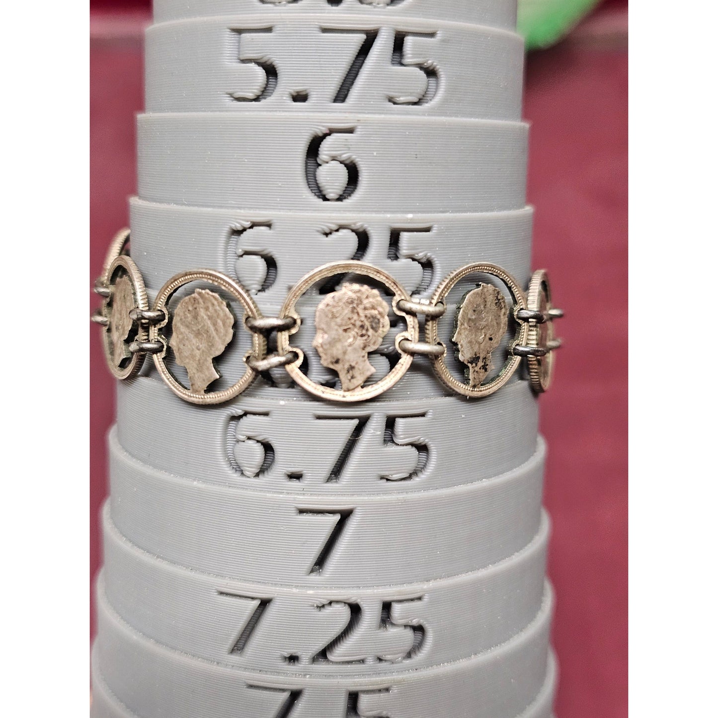 Vintage Late 1930s–Early 1940s Dutch Coin Sterling Silver Link Bracelet