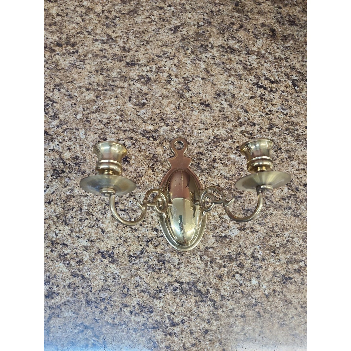 Hollywood Regency Revival Brass Candelabra Wall Sconce Double Arm 10.5” x 6” H