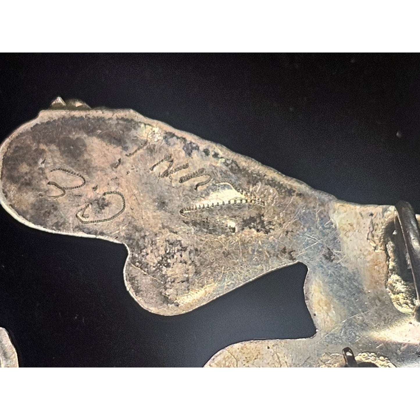 Sterling Silver Native American Zuni Signed Roadrunner Brooch Multi-Stone Inlay