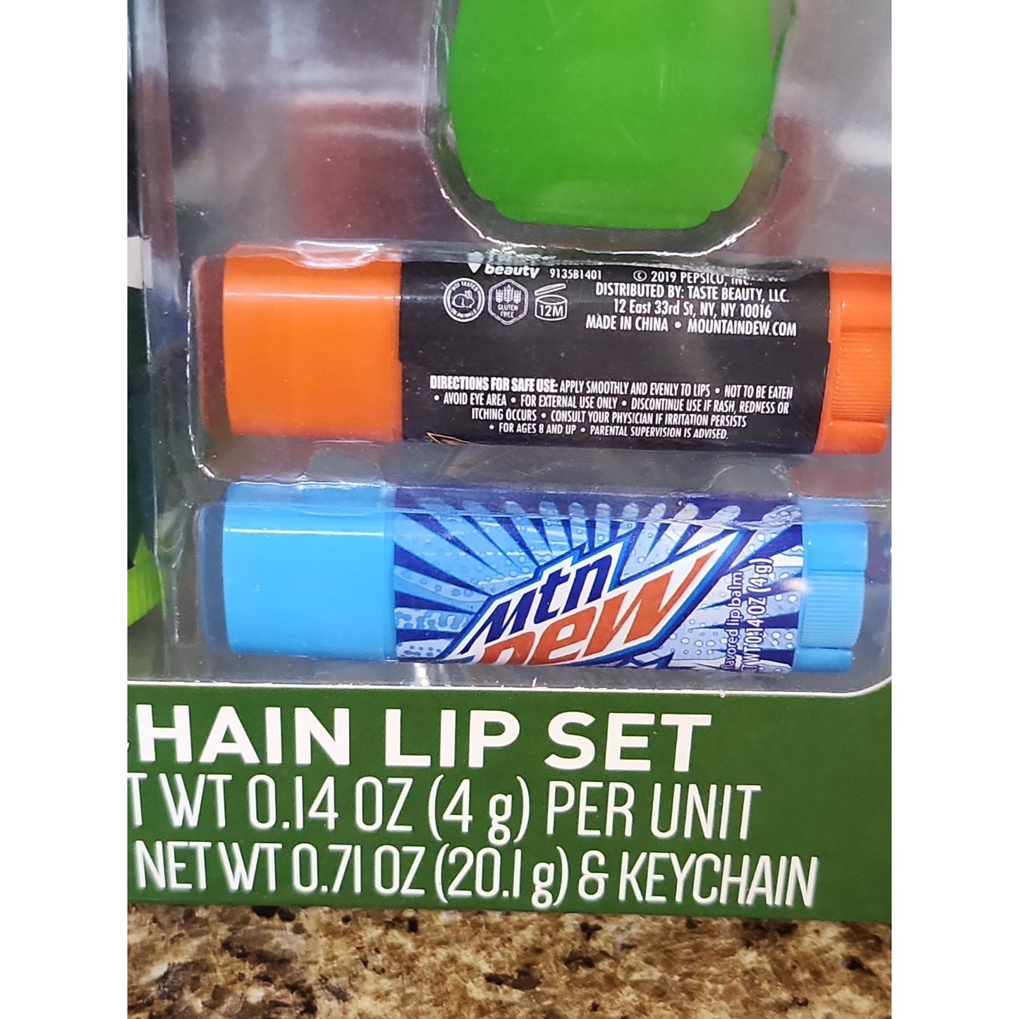 New Mountain Dew Keychain & Lip Balm Gift Set Includes Keychain Lip Balm Holder