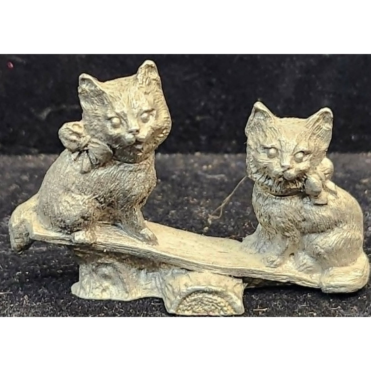 Vintage 1982 Spoontiques Fine Pewter Kittens Miniature Figurines Lot of 2 USA
