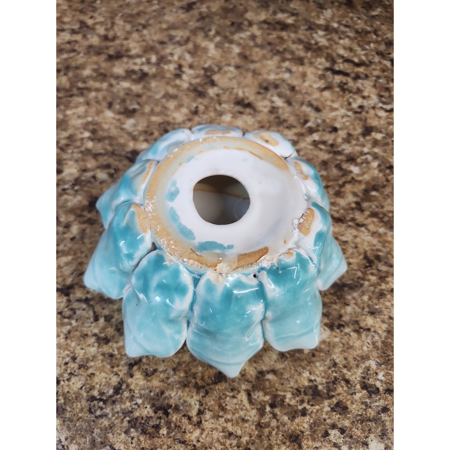Ceramic Lotus Trinket Dish / Candle Holder Blue