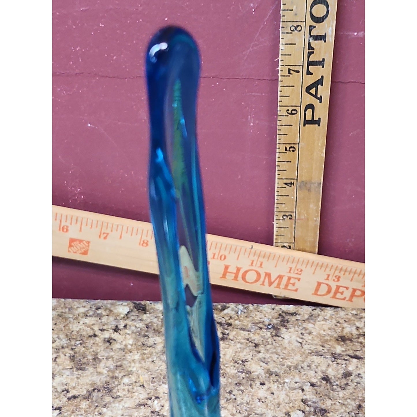 Vintage Viking Glass 11.5" Bluenique Epic Petal Swung Vase MCM Bud Vase
