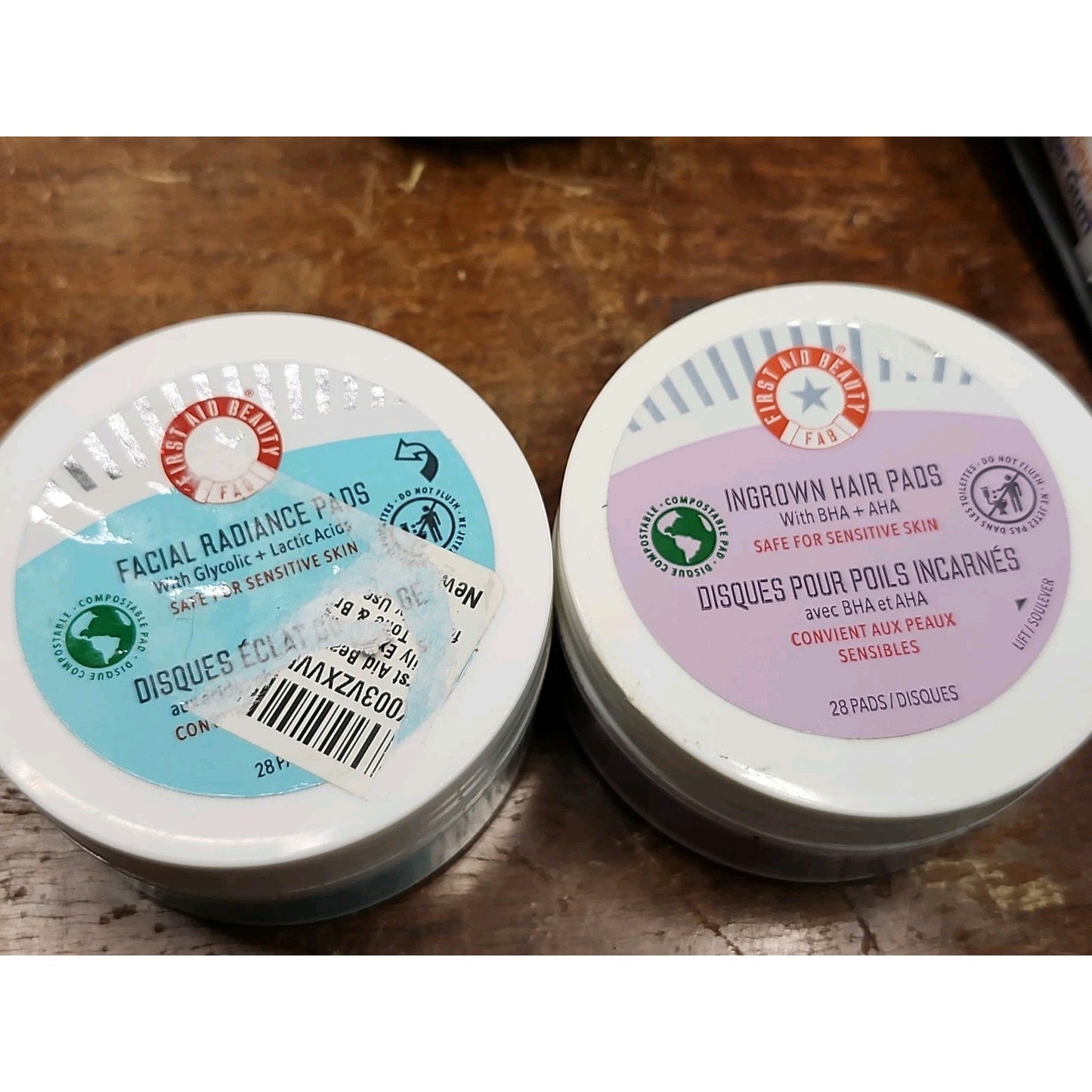 Lot Of 2 FIRST AID BEAUTY Facial Radiance Pads And Ingrown Hair Pads 28 ea