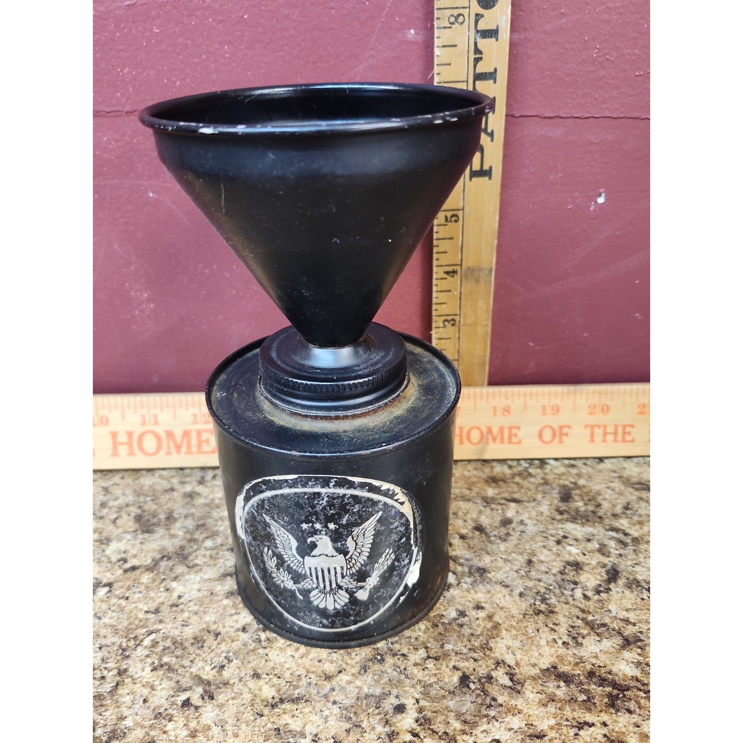 Vintage Patriotic Eagle Ashtray Smokeless Desk Tobacciana Funnel Black Metal