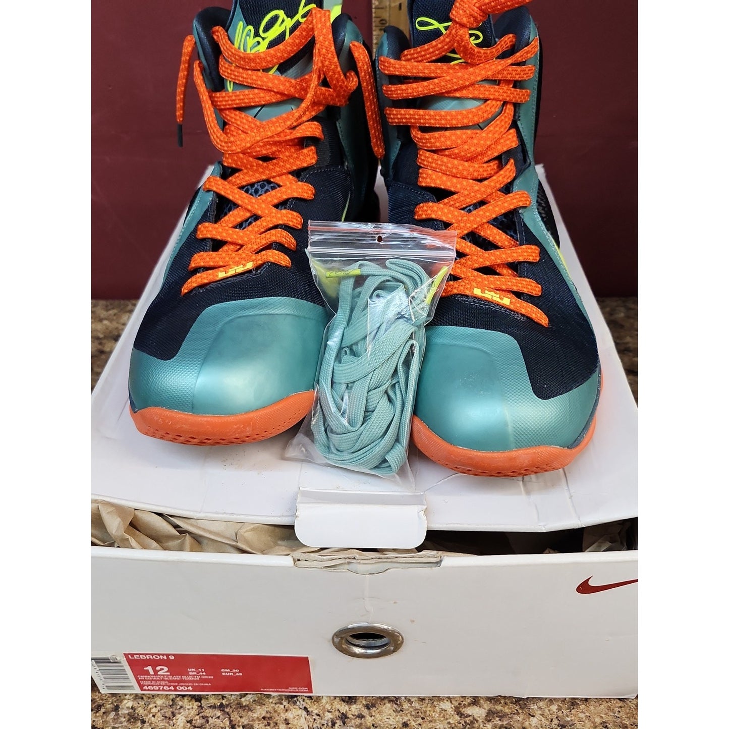 2011 Nike Zoom Lebron 9 IX Cannon Blue Orange Volt Men’s Size 12