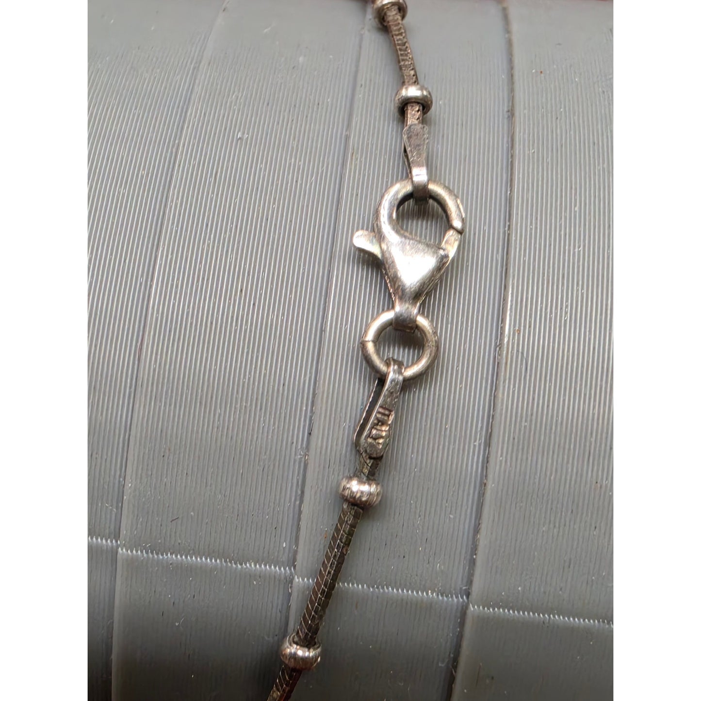 Vintage 925 Sterling Silver Beaded Snake Chain Bracelet Size 8.75 Made in Italy