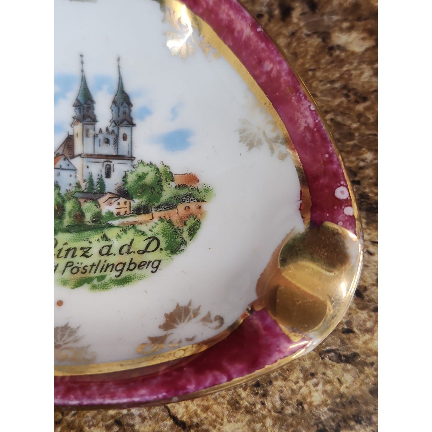 Vintage Lilien Porzellan Austria Ashtray Linz A D D Mit Postlingberg