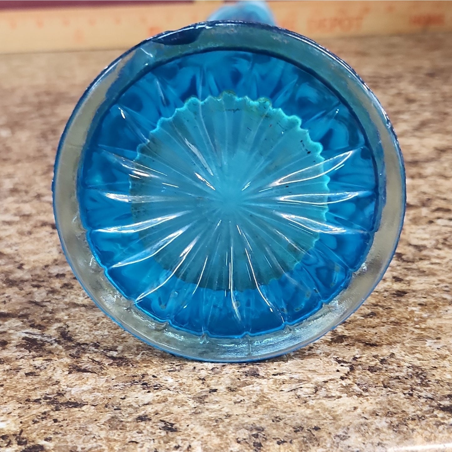 Fenton Art Glass Ruffled Blue & White Glossy Stretch Swung Vase, 15 In
