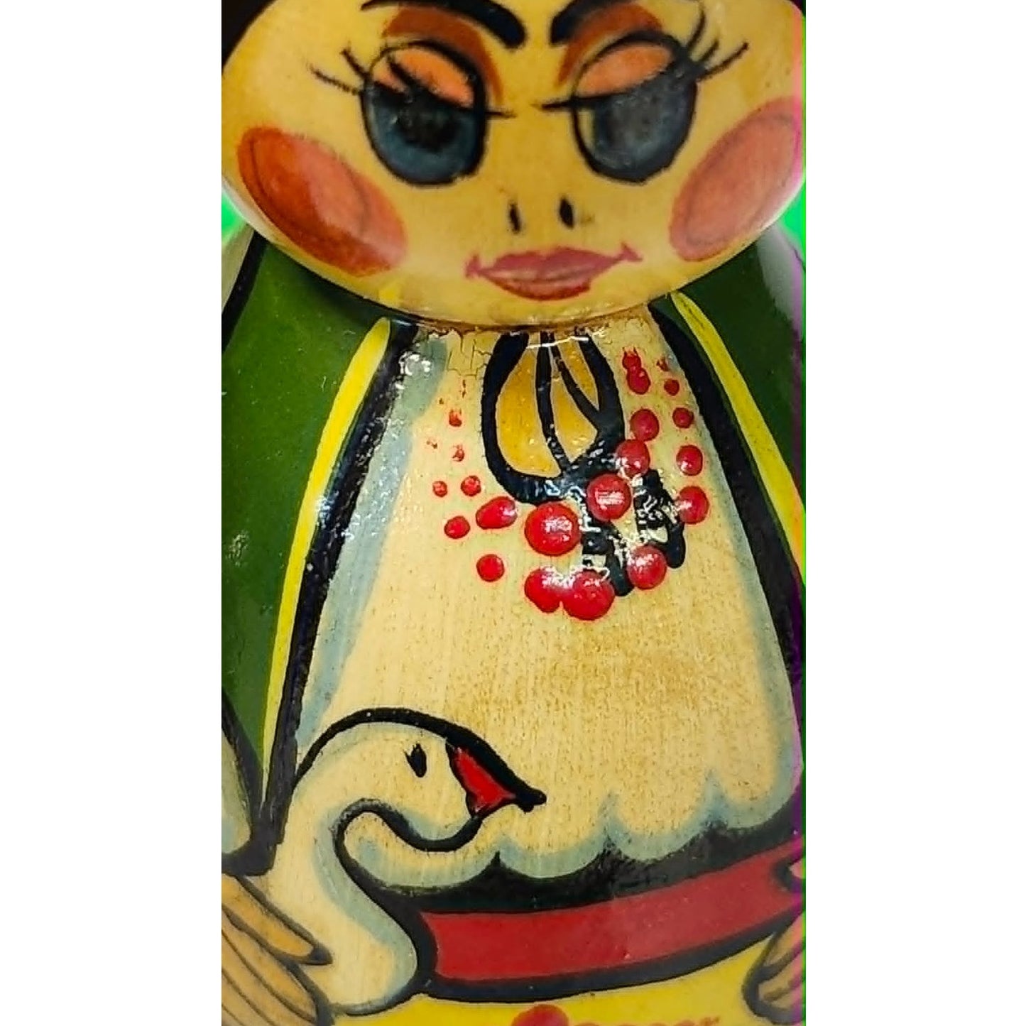 Vintage Ukrainian Hand-Painted Wooden Folk Man Woman Figurine Wooden Folk Art