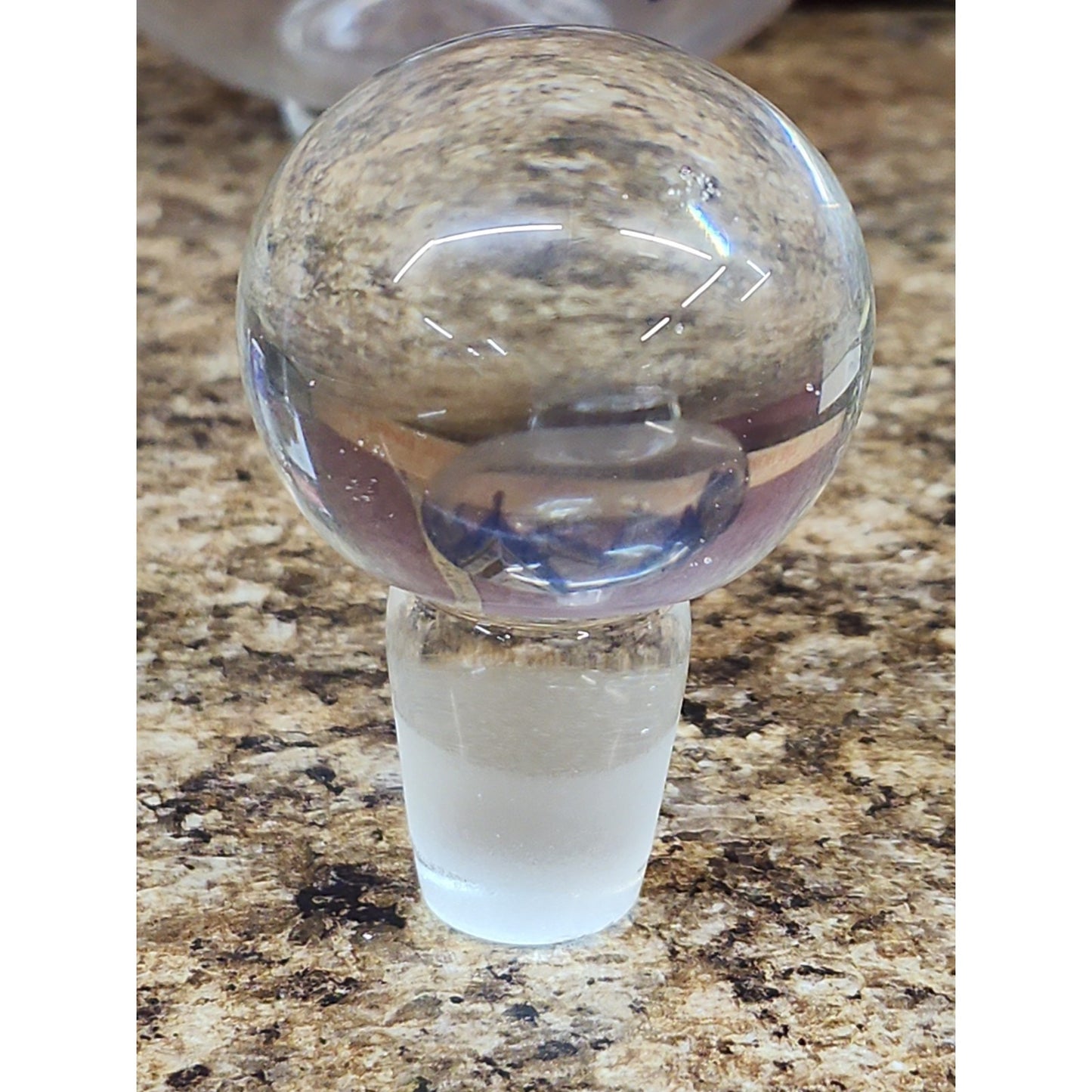 Signed Pulled Feather Art Glass Decanter ( H L Feb 1980 ) Houtson Lamp 8.5"