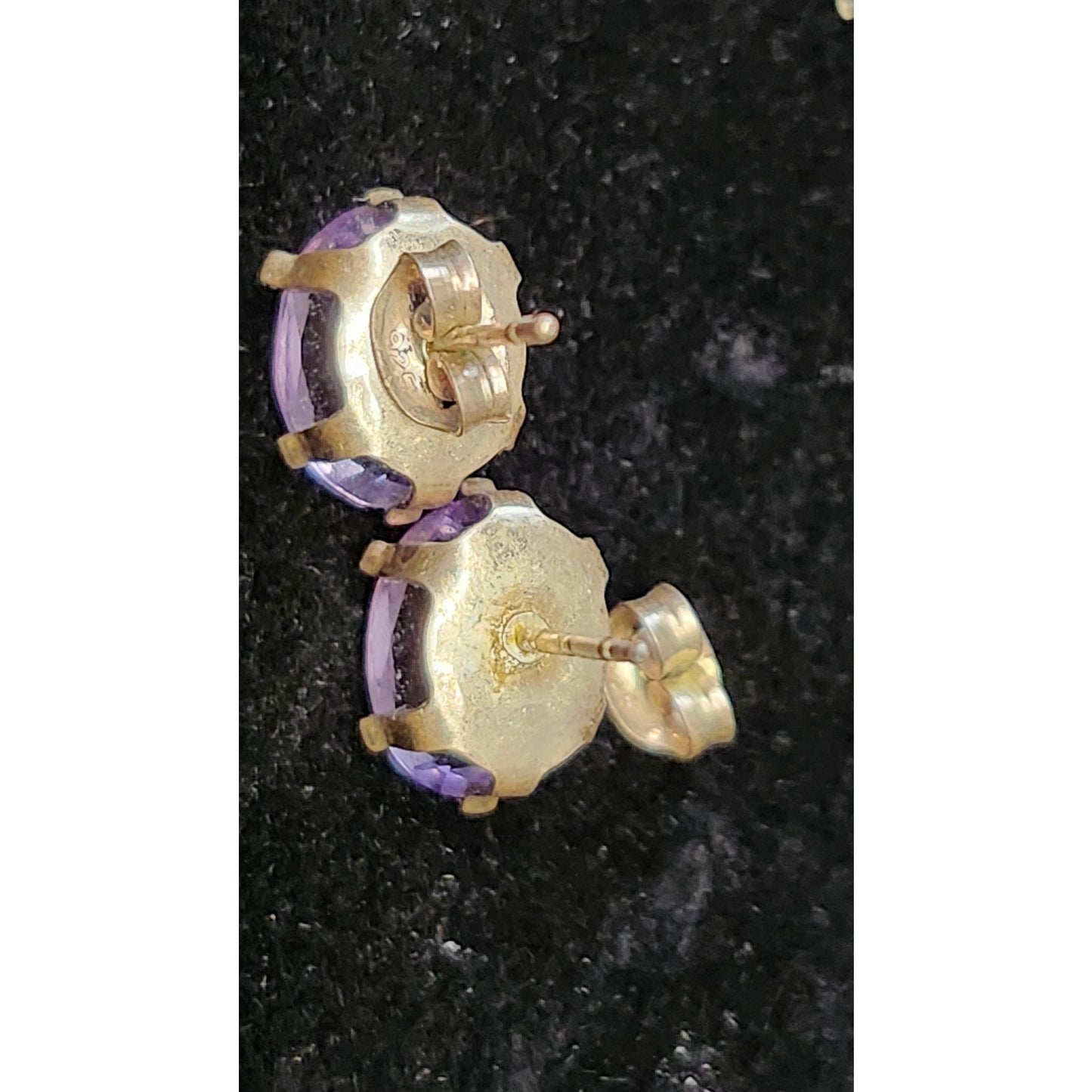 Sterling Silver Amethyst Oval Cut Stud Earrings Purple Gemstone Fine Jewelry