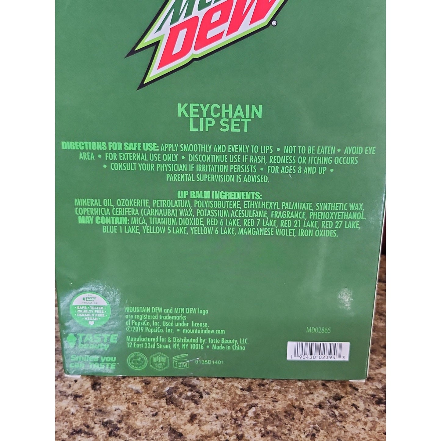 New Mountain Dew Keychain & Lip Balm Gift Set Includes Keychain Lip Balm Holder