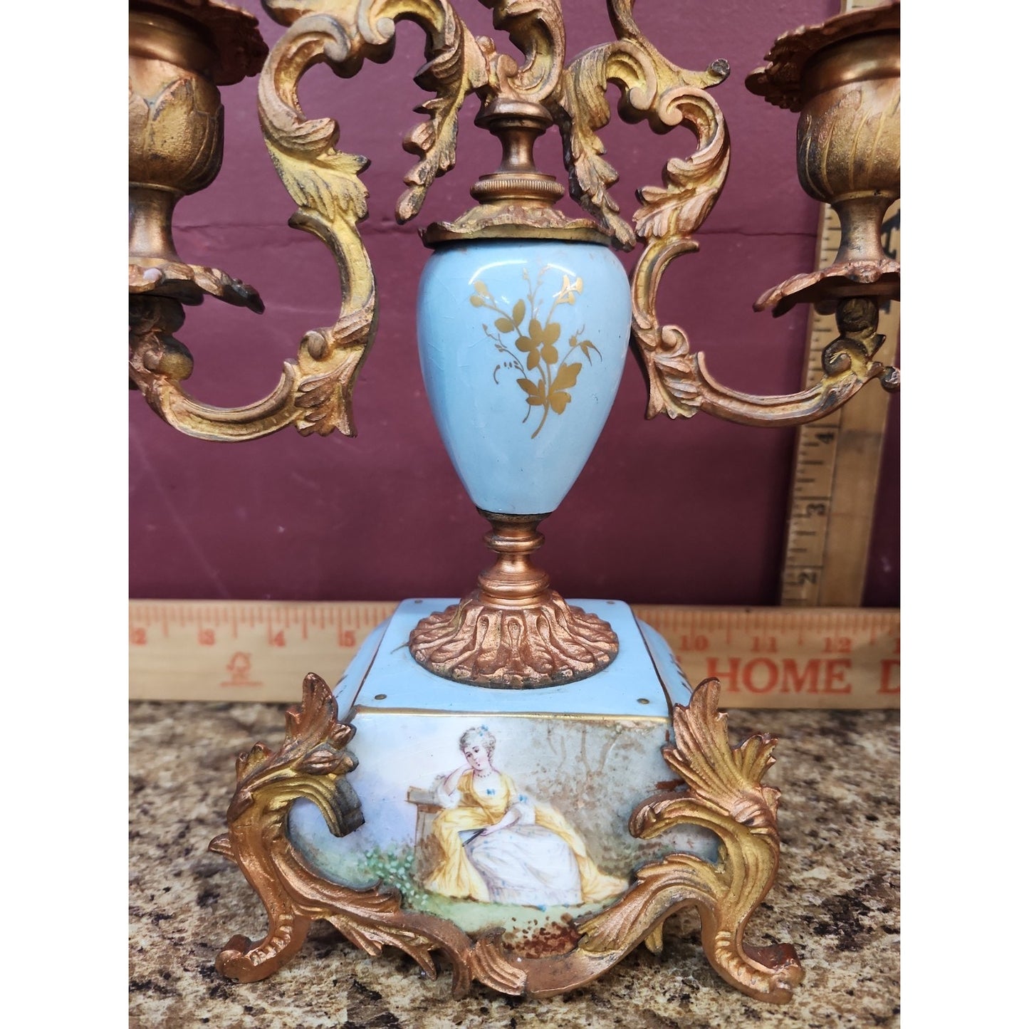 Pair of Antique French Sevres Gold Gilded Bronze and Hand Painted Porcelain...