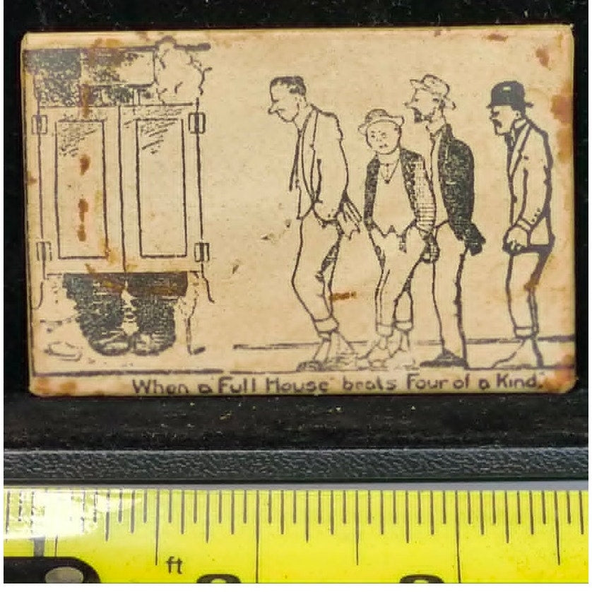 VTG Novelty Pocket Mirror Comic Cartoon Poker Full House Beats Four Of A Kind