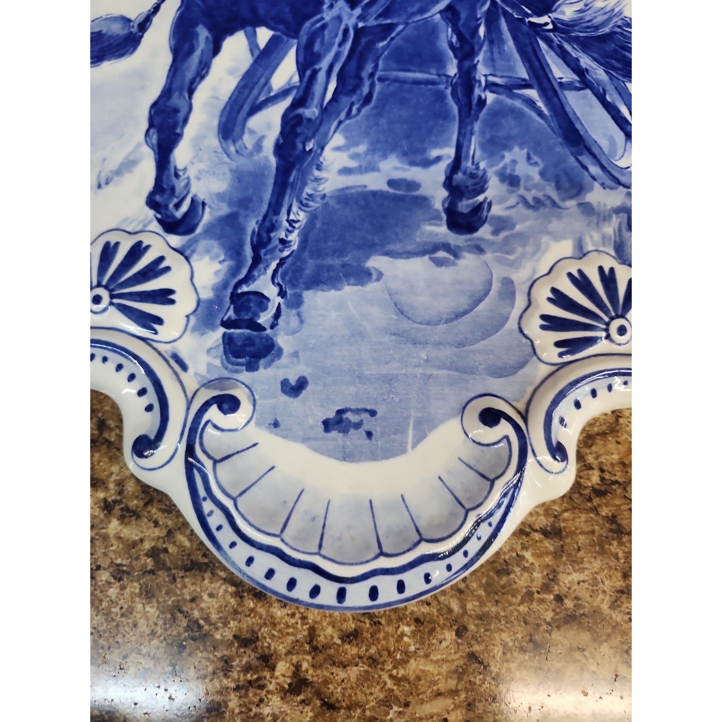 Royal Sphinx Maastricht, Wandplatte P. Regout & Company, Blue Transferware 19"