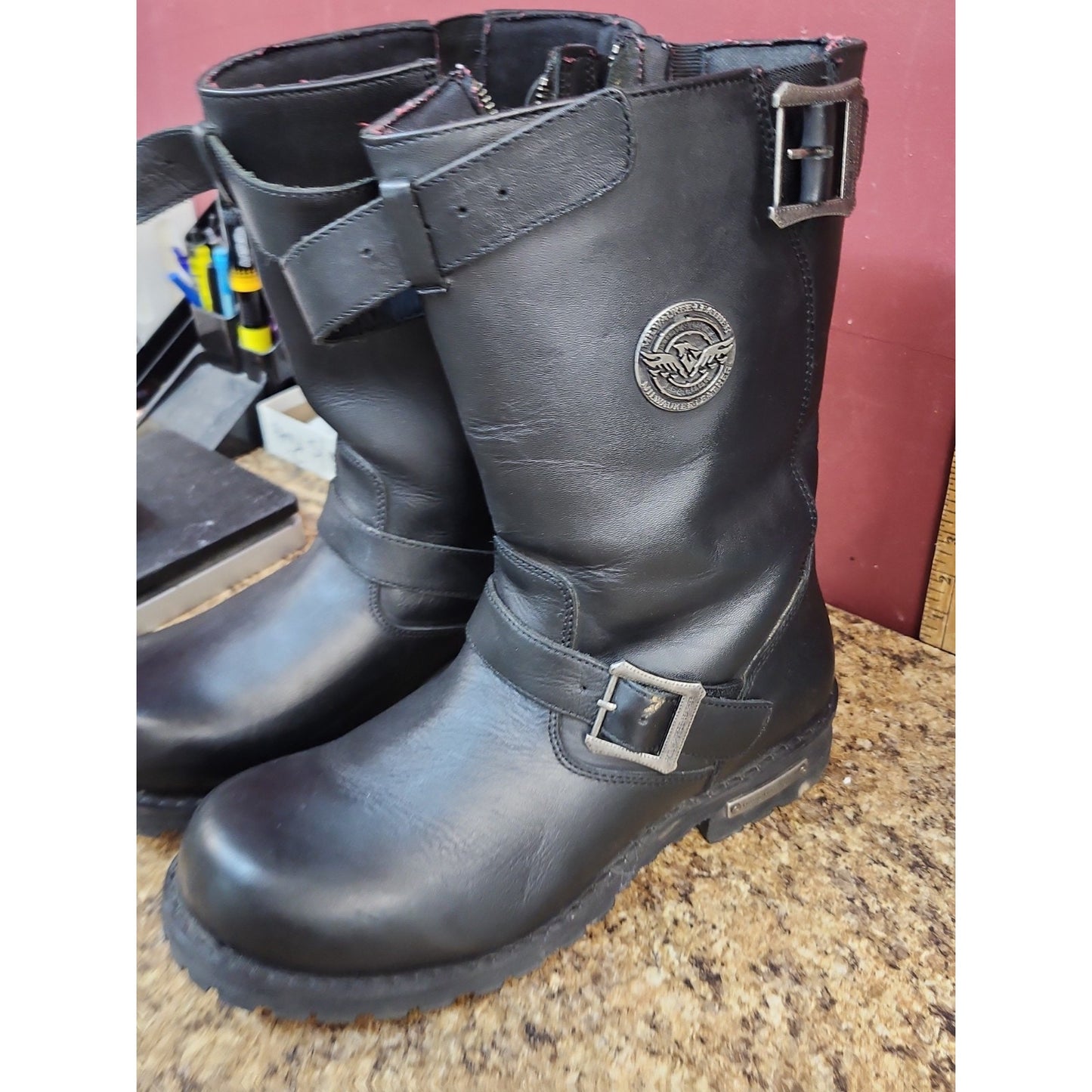 Milwaukee Leather 9020W Men's Black Leather WIDE Width Engineer Motorcycle Boots
