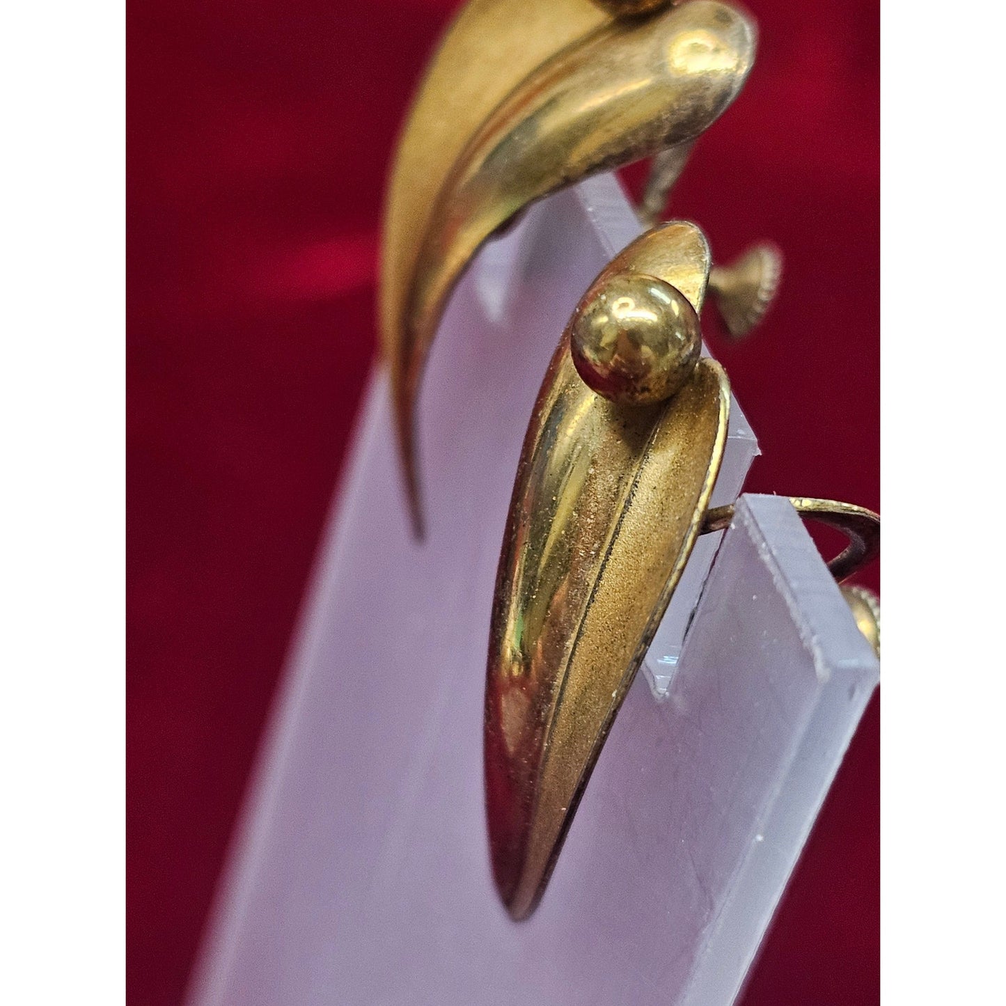 Vintage 925 Sterling Silver Gold Tone Screwback Earrings Mid Century Modern