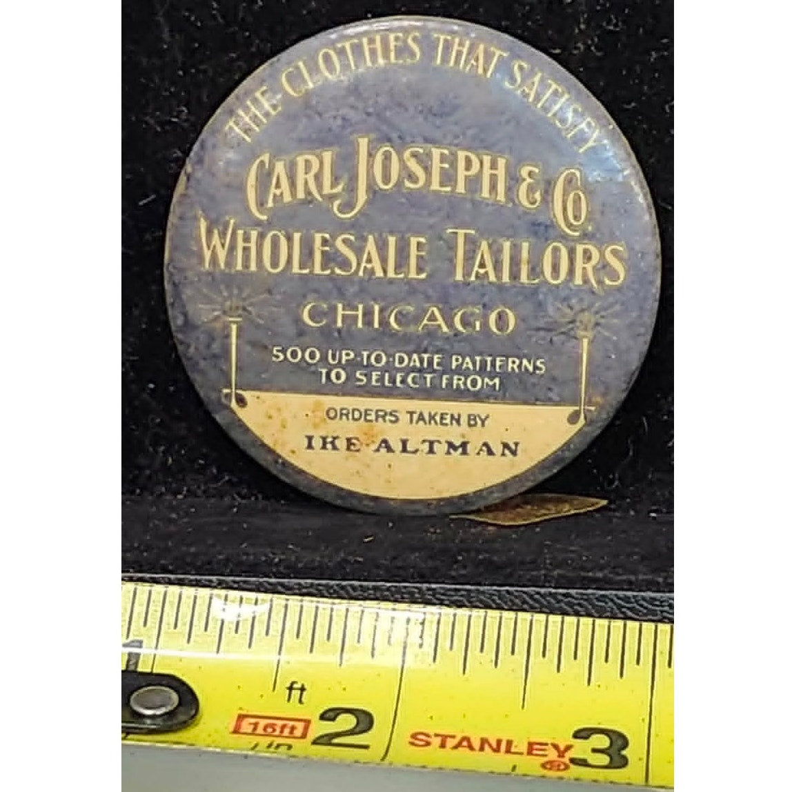 Vintage Carl Joseph Co Wholesale Tailors Chicago Advertising Pocket Mirror Retro