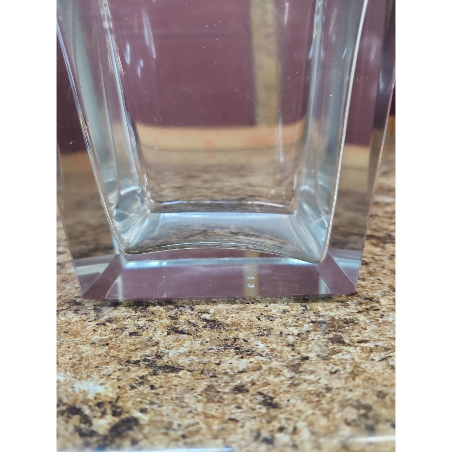 Art Deco / MCM Squared Crystal Whiskey Scotch Decanter w/ Stopper 10" UV Glow!
