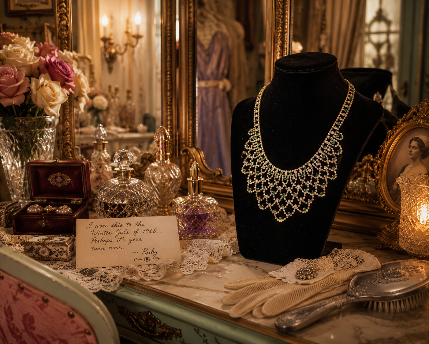 JBK Jackie O Jacqueline Kennedy Collection Camrose & Kross Emerald Bib Necklace