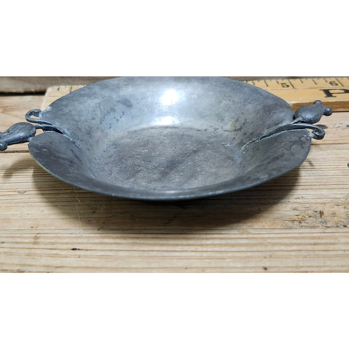 VTG Nekrassoff Serge Pewter Hand Hammered Small Dish Bowl Tulip Handle Signed
