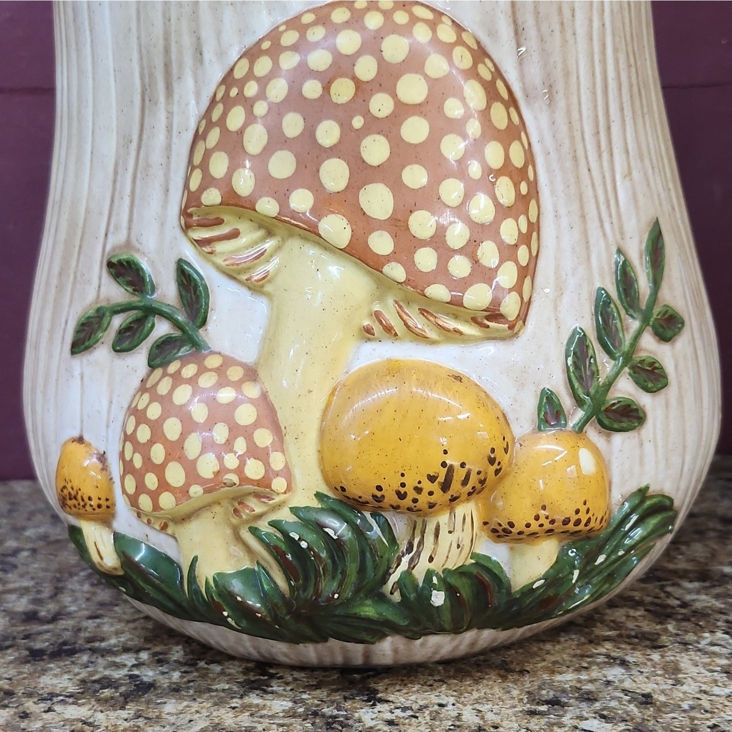 Arnel Vintage Ceramic Mushroom Cookie Jar / Canister Signed J. Thorne 1975
