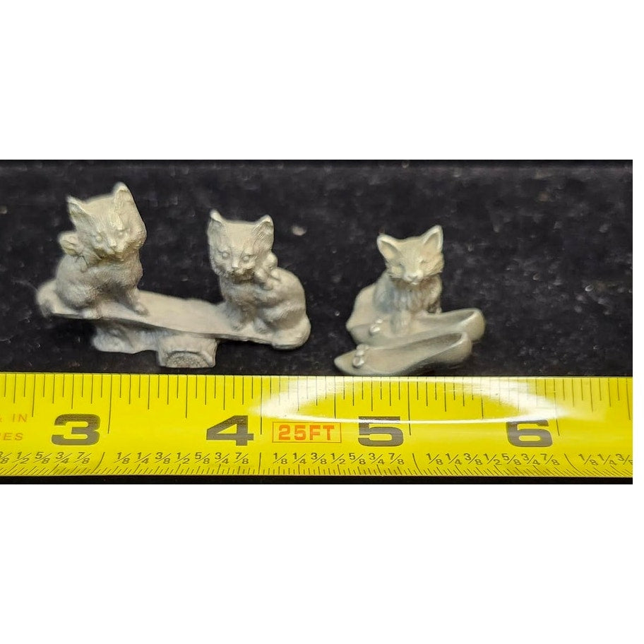 Vintage 1982 Spoontiques Fine Pewter Kittens Miniature Figurines Lot of 2 USA
