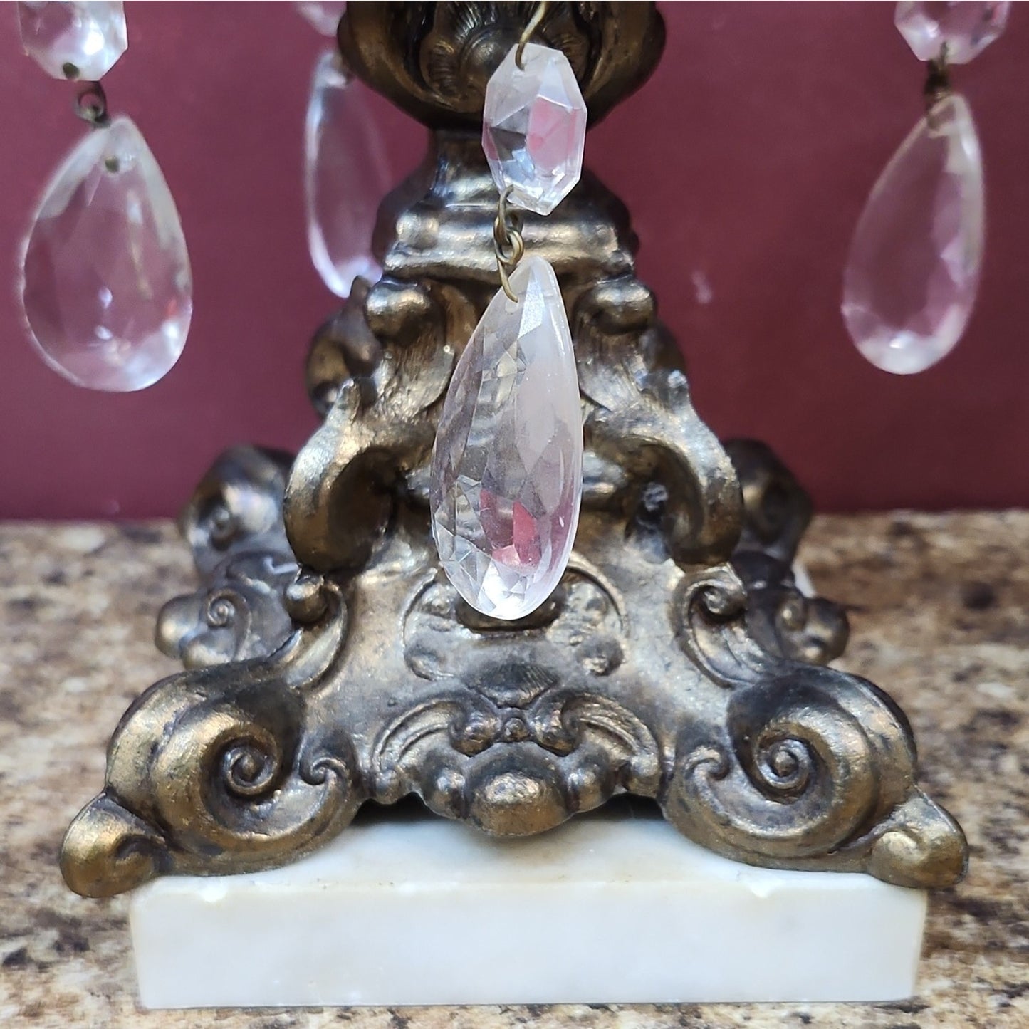 Antique Crystal Cut Glass Hexagonal Pedestal Bowl Hollywood Regency