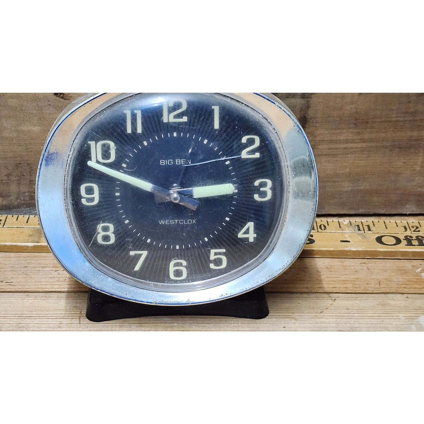 Vintage Westclox Big Ben Alarm Clock Black Face Chrome Trim Wind Up Manual USA