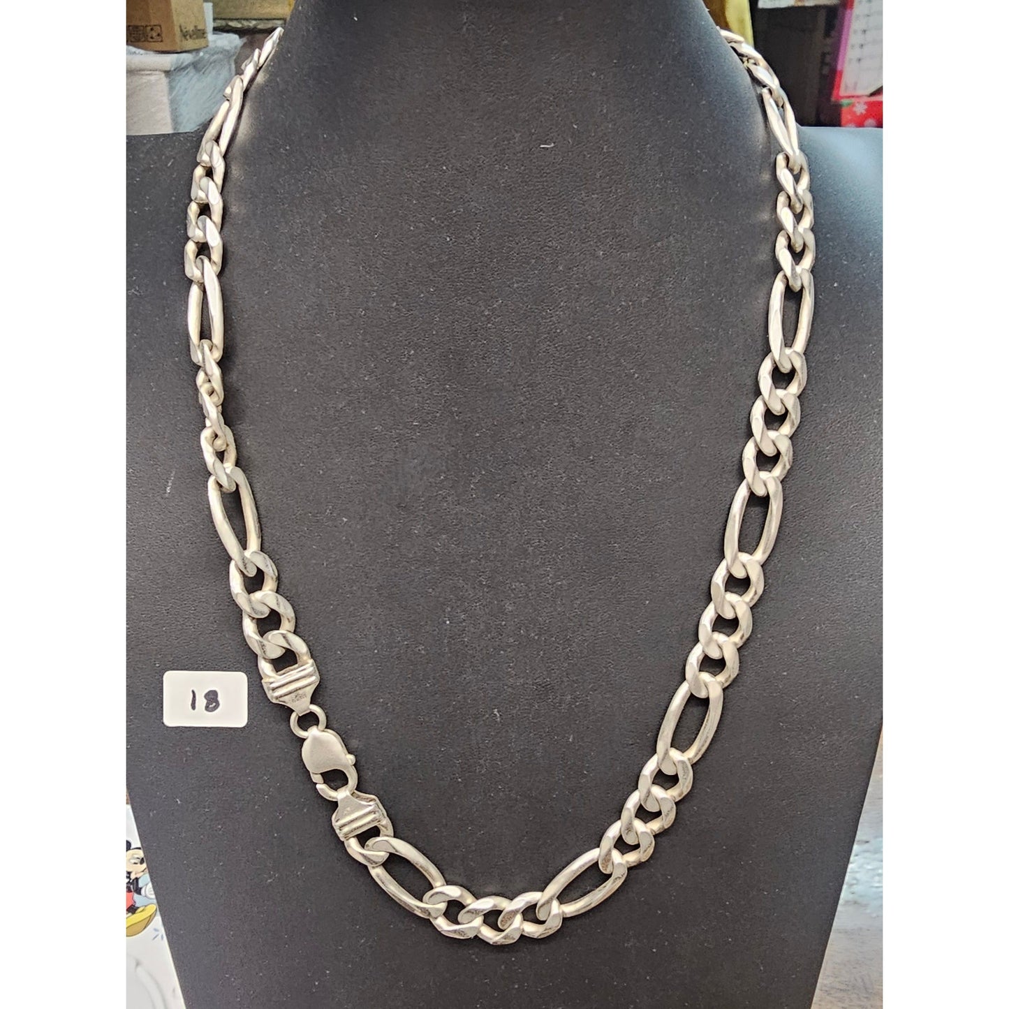 Vintage HEAVY 925 Sterling Silver Figaro Link Chain Necklace Italy