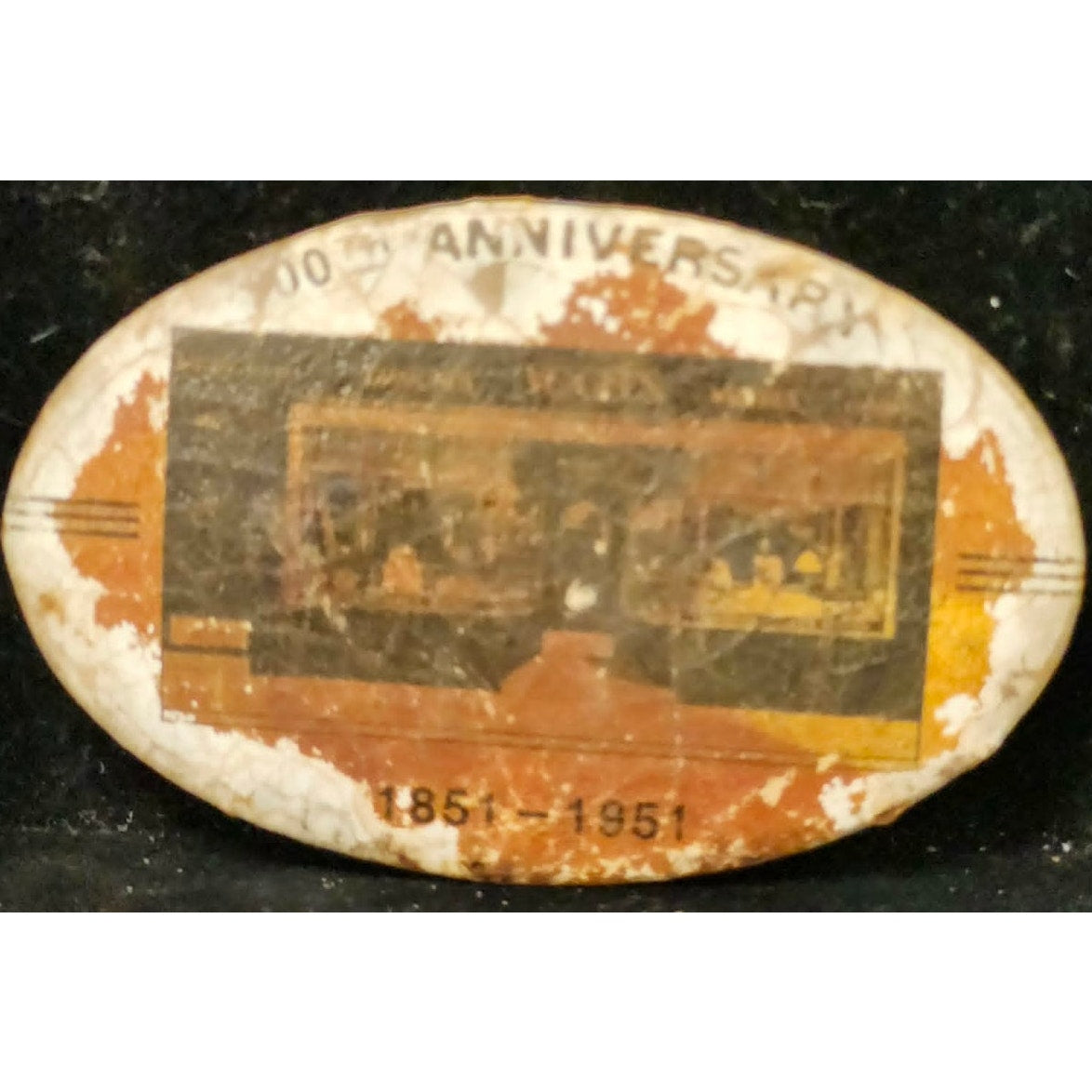 Vintage 1851 1951 100th Anniversary Oval Pocket Mirror Advertising Retro