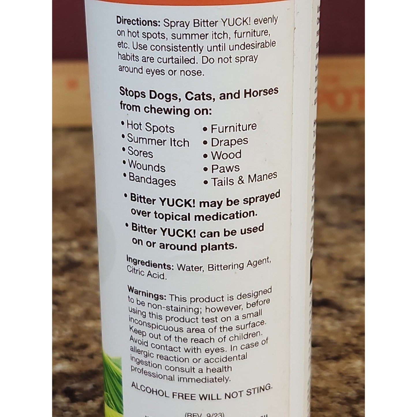 NaturVet BITTER YUCK No Chew Spray For Dog/Cat/Horse - Water Based 8 oz