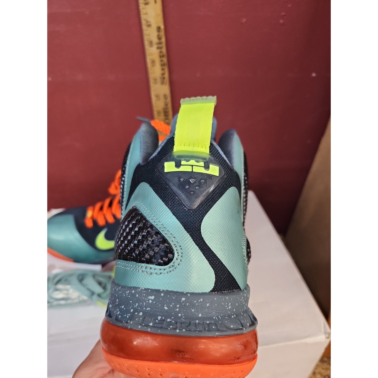2011 Nike Zoom Lebron 9 IX Cannon Blue Orange Volt Men’s Size 12