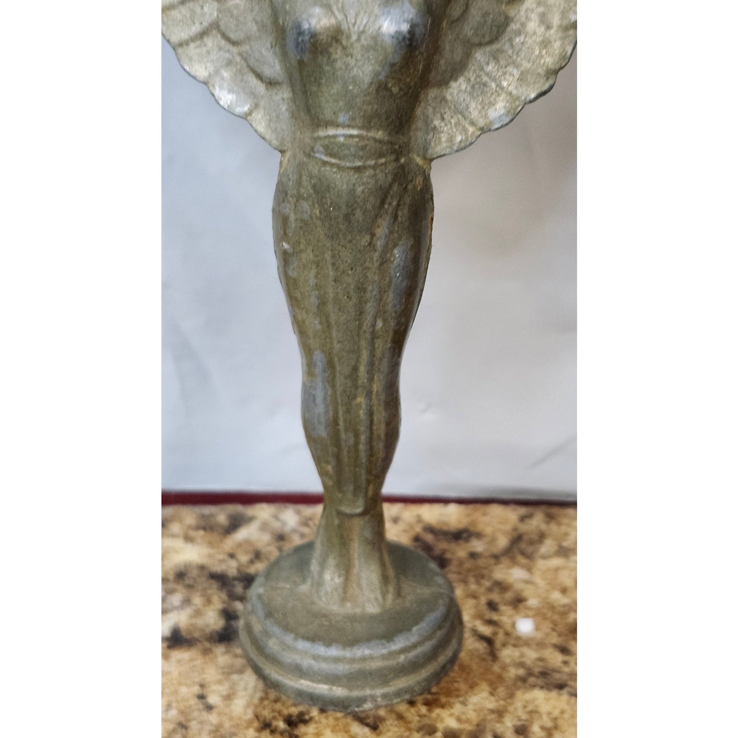 VTG Metal Trophy Torch Topper Victory Goddess Angel Figure Winged Art Deco 7.5"