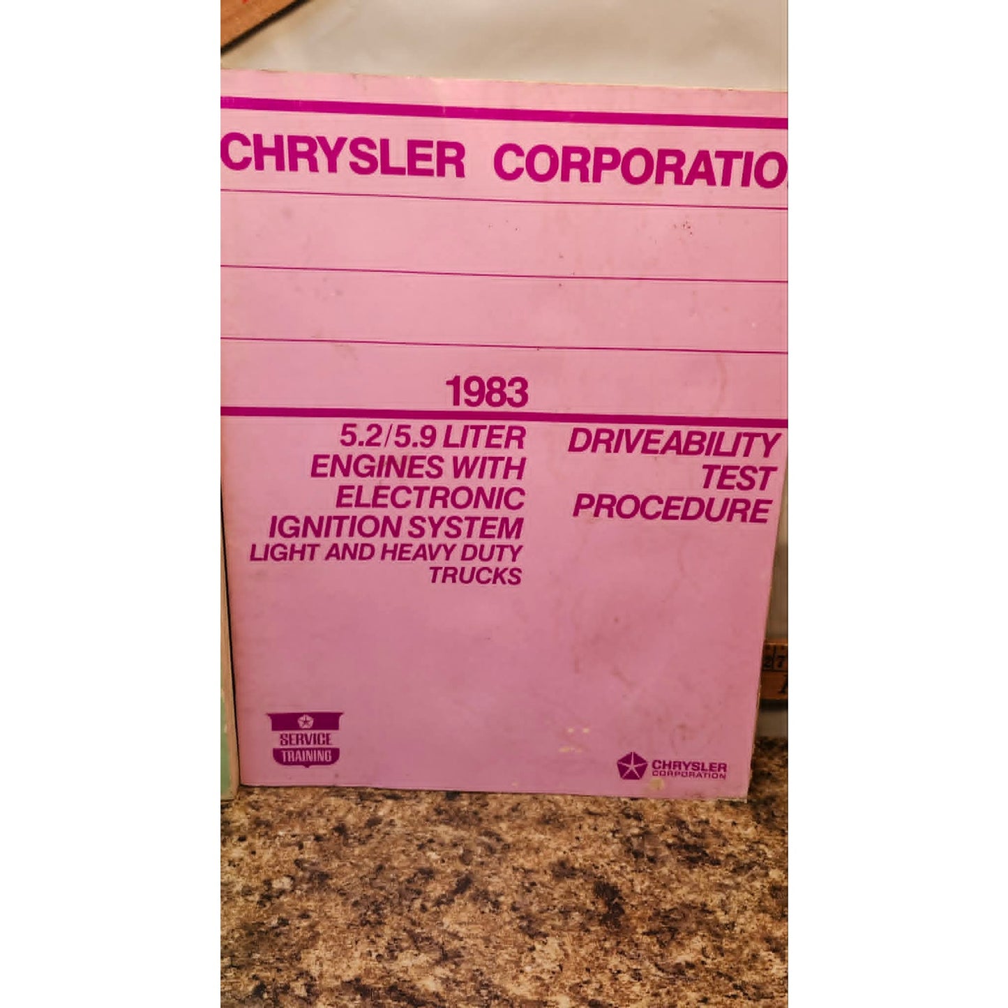 1983 Chrysler Corporation Driveability Test Procedure Manual Lot of 2 Service Book