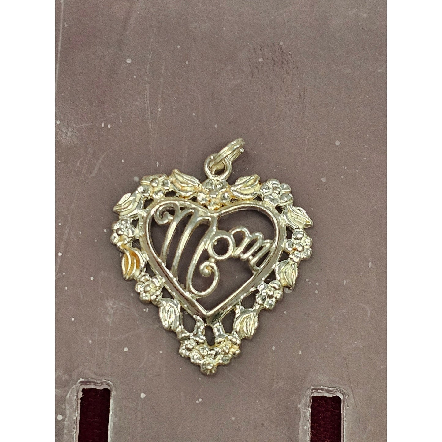 925 Sterling Silver Mom Heart Floral Charm Pendant Mothers Day Gift