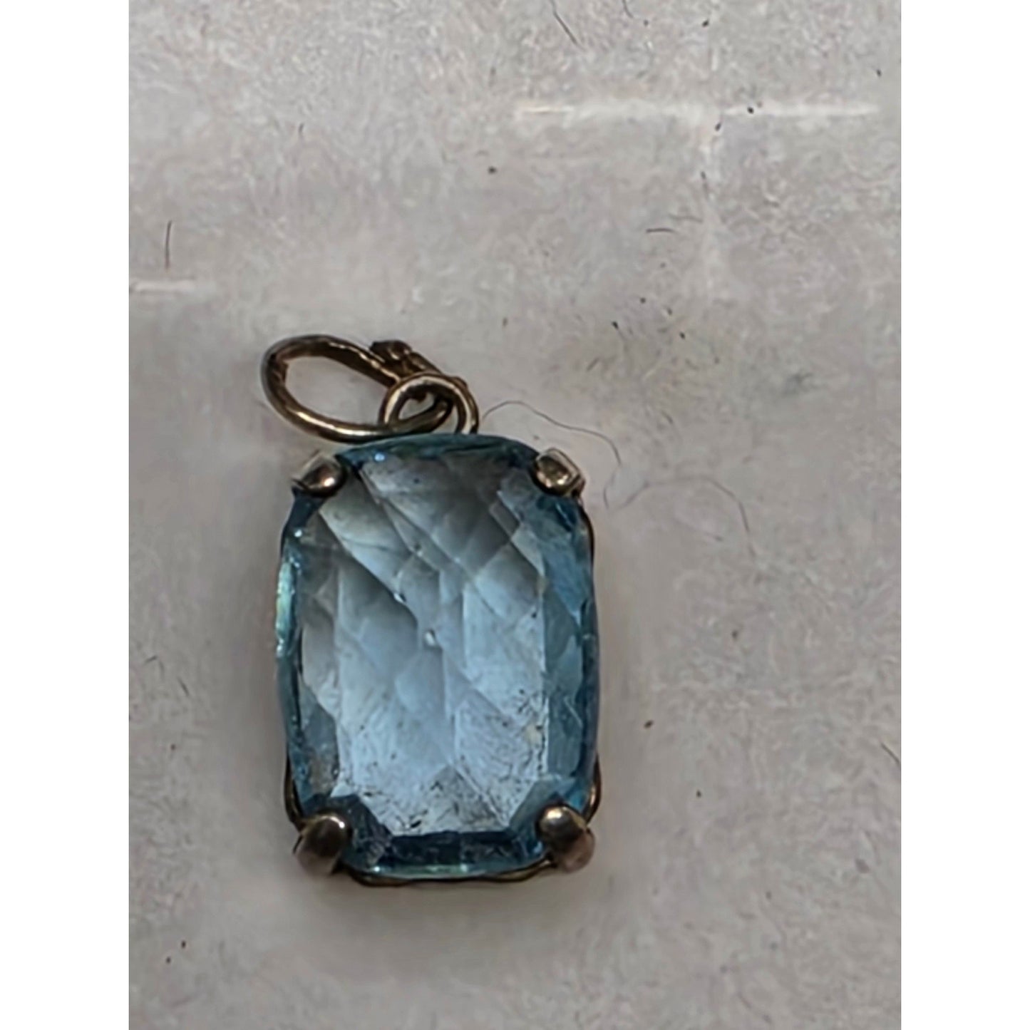 Vintage Sterling Silver Faceted Blue Pendant Gemstone Charm