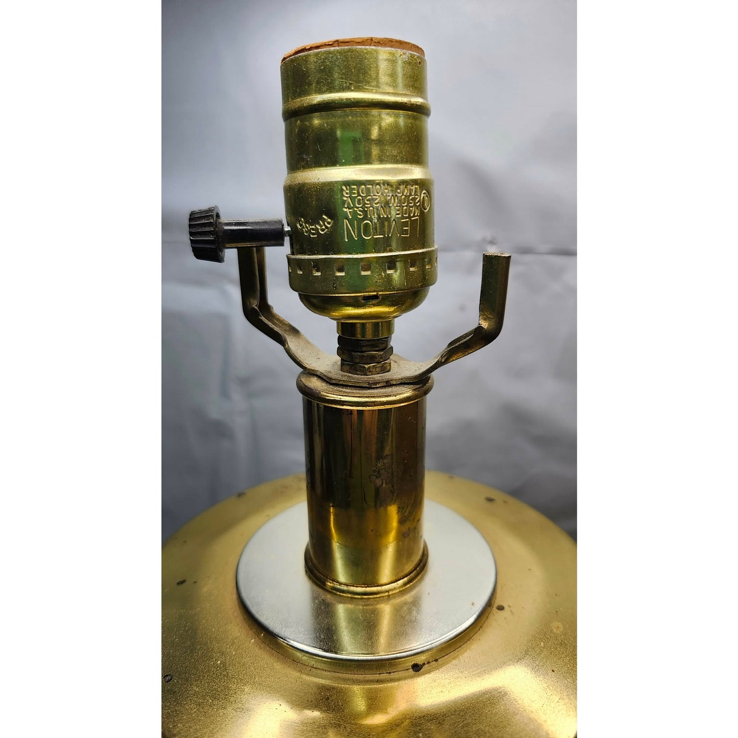 VTG Leviton Solid Brass Table Lamp Urn Shape Mid Century Modern Light 20" Tall