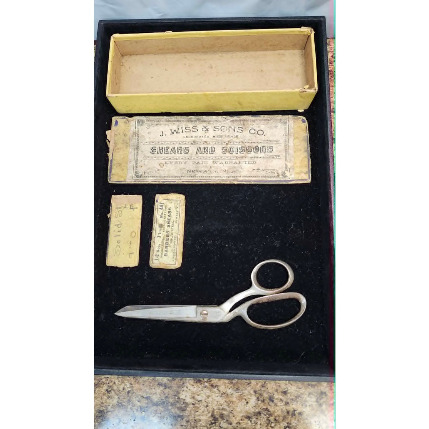 Vintage J. Wiss Sons Co No. 447 Inlaid Shears Scissors Steel Forged 7 Inch USA