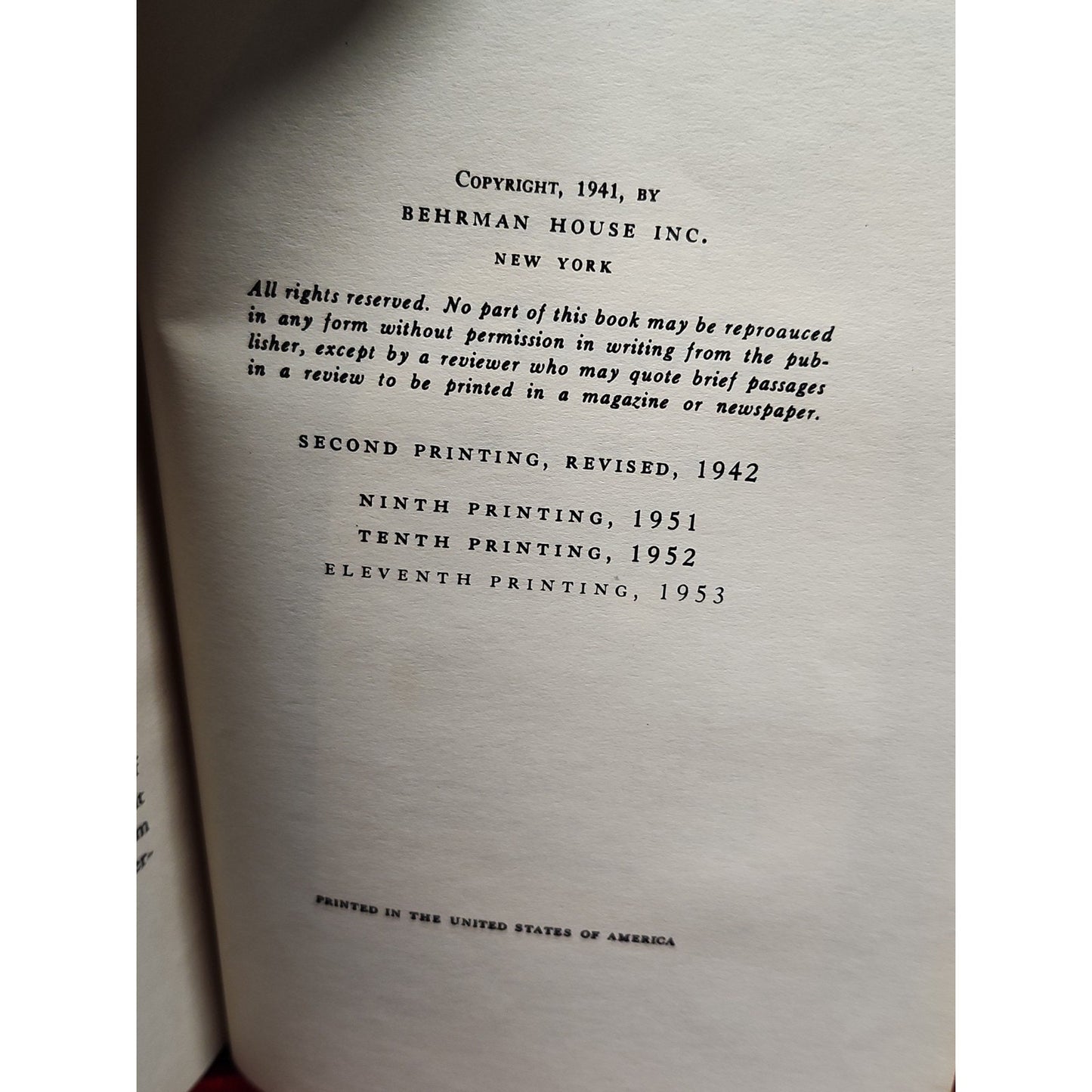 The New Haggadah 11th Printing 1953