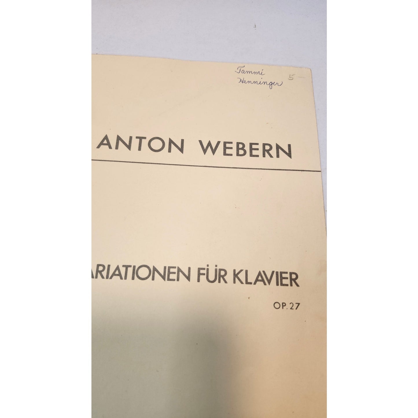 Anton Webern Variationen Klavier Op 27 Universal Edition UE 10881 Sheet Music