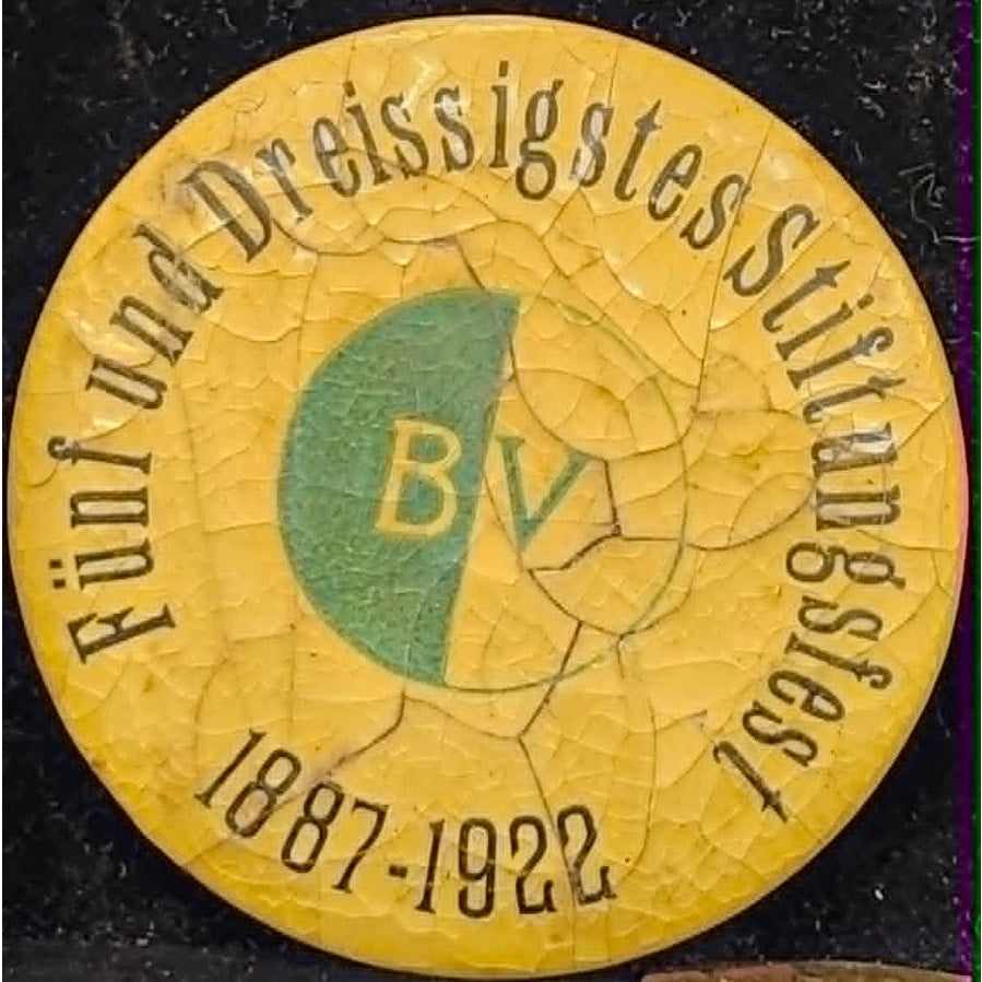 Vintage Funf und Dreissigstes Stiftungsfest 1887-1922 BV Yellow Pocket Mirror