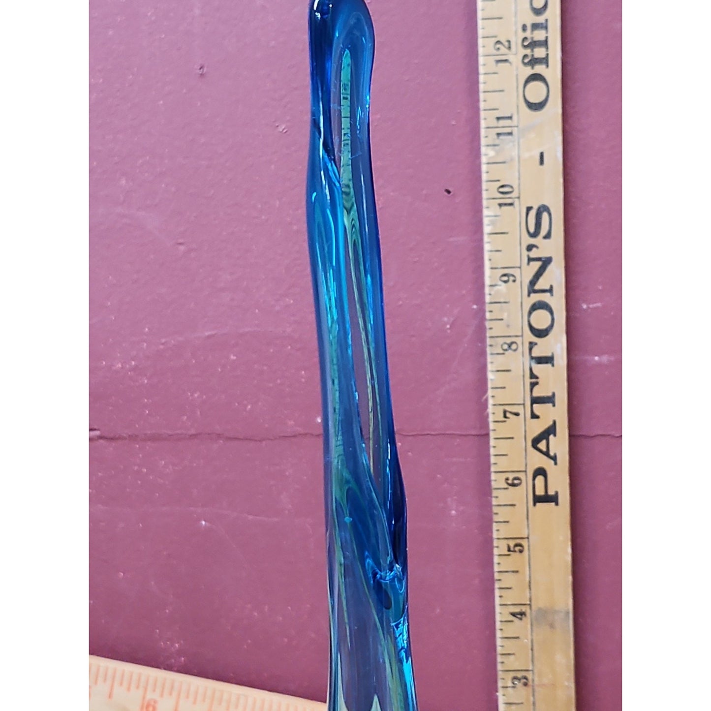 Vintage Viking Glass 11.5" Bluenique Epic Petal Swung Vase MCM Bud Vase