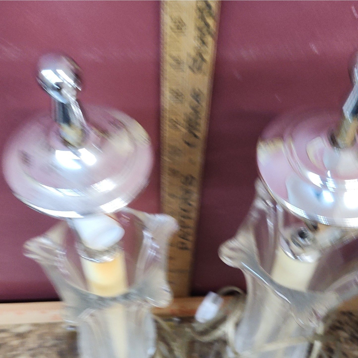 Crystal Clear Lead Crystal Table Lamps with Chrome Finials, Poland, PAIR